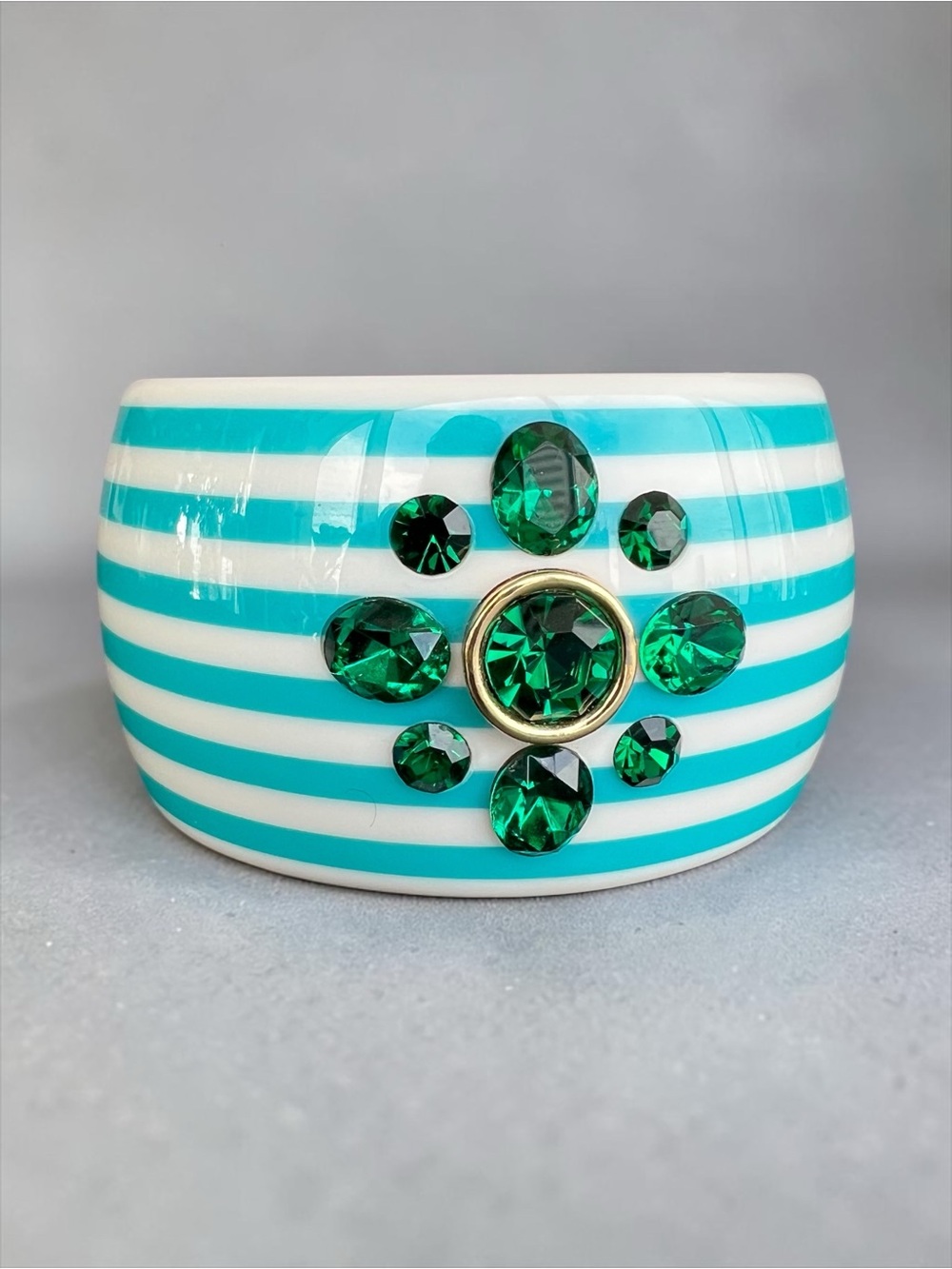 💖 Juicy Couture Green Crystal Teal Stripe Bangle 💖